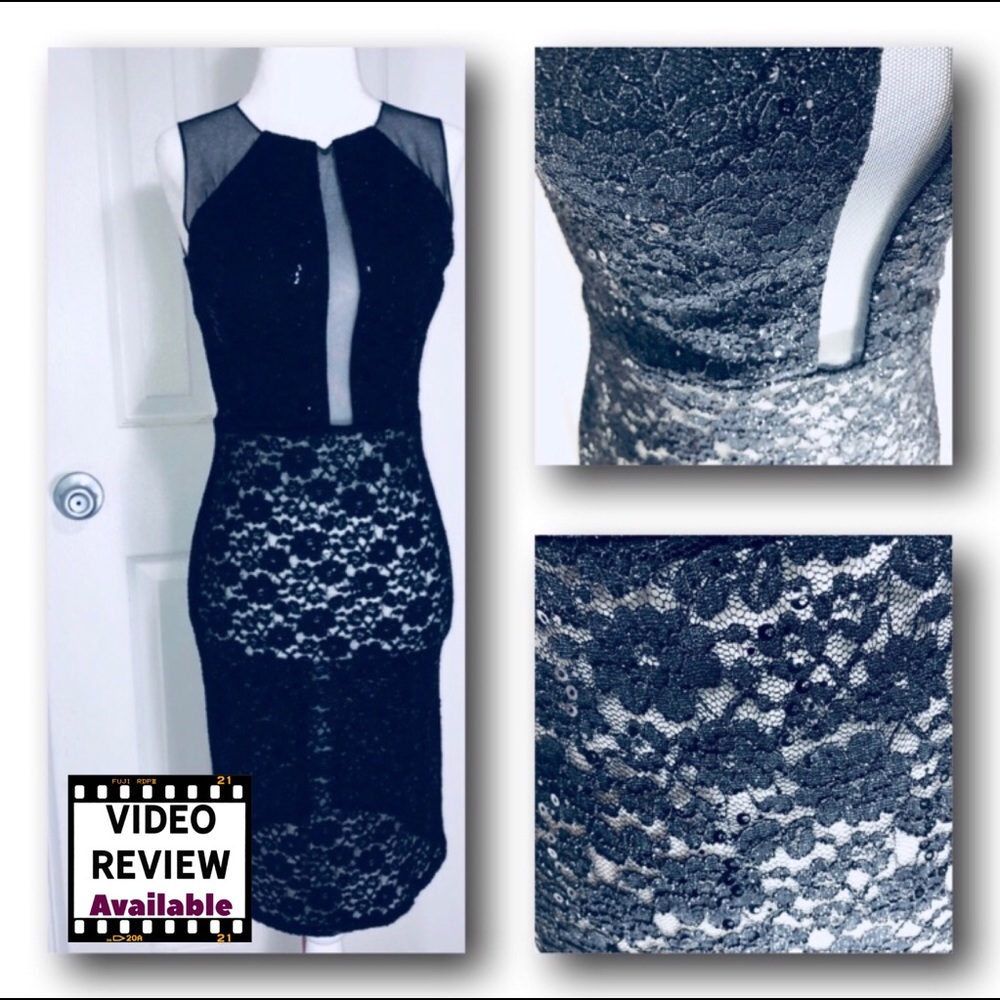 🔥Black Sheer Sequined Dress Sexy - Picture 1 of 7